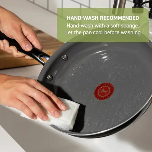 Miniatura 7 de T-Fal Preserve - Juego de 2 sartenes antiadherentes de cerámica, 8.5" y 11", apto para horno y parrilla hasta 350°F, tecnología InoCeram Glide, Negro