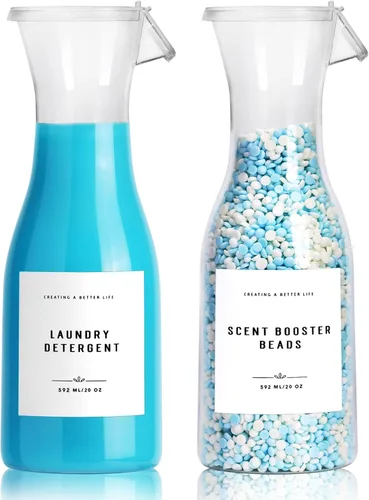Miniatura 9 de Botella Dispensadora de Detergente para Ropa de 20 oz con Etiqueta Impermeable para Detergente de Ropa, Jabón, Suavizante de Telas, Blanqueador