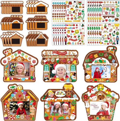 Funrous 24 piezas Adornos de Navidad DIY Kit de marcos de fotos colgantes para árbol de Navidad y decoración de fiesta de Navidad