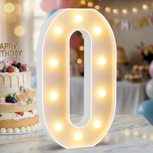 Miniatura 19 de Letrero de números con luz LED de marquesina, letrero de números de cumpleaños iluminado para decoración de fiesta de cumpleaños, pared de bar