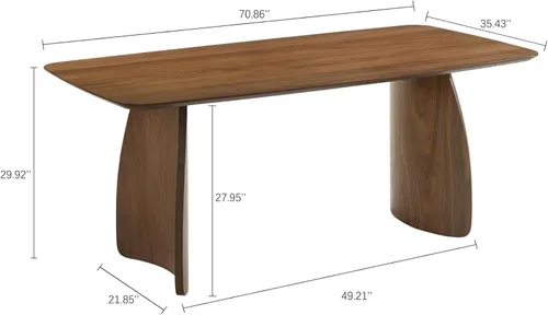 Miniatura 10 de ROCITY Mesa de comedor grande de 70 pulgadas para 6-8 personas, mesa de cocina de madera maciza con patas de madera curvas, mesa de comedor larga