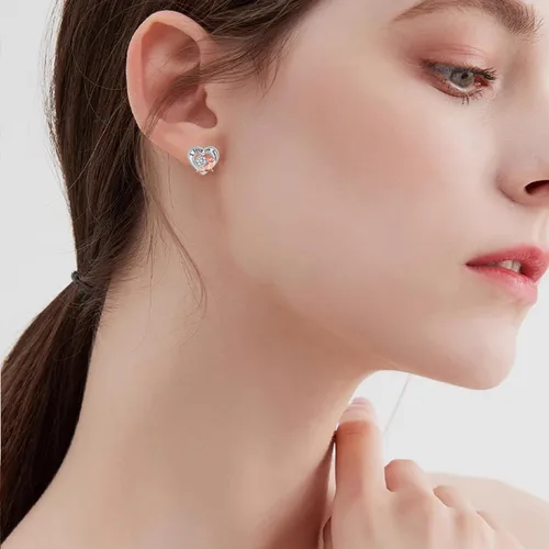 Miniatura 6 de Aretes de bulldog de plata de ley 925, aretes de bulldog francés, regalos de bulldog francés, joyería para mujeres y niñas, Plata de ley, Circonia