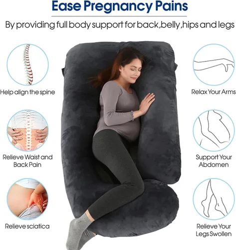 Miniatura 2 de cauzyart Almohadas de embarazo para dormir, almohada de cuerpo completo en forma de U y soporte de maternidad, para espalda, caderas, piernas