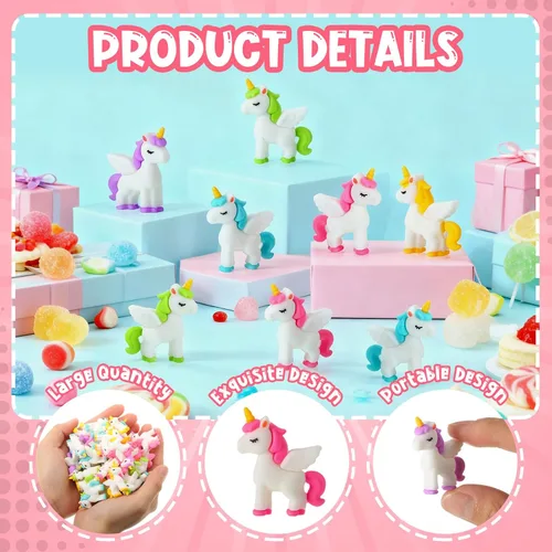 Miniatura 3 de Thyle 10 piezas de mini figuras de unicornio en miniatura para decoración de pasteles, figura de caballo volador para bricolaje, paisaje de musgo