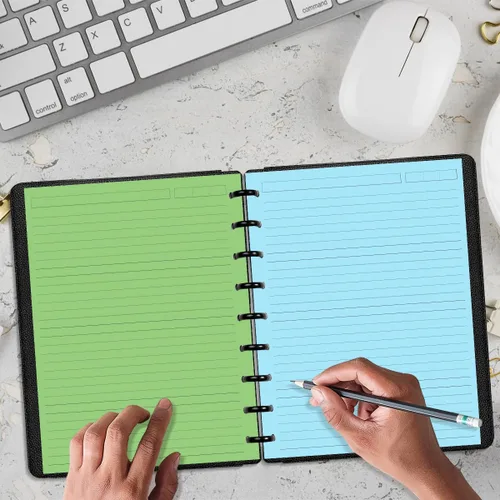 Miniatura 5 de Insertos preperforados de 5 líneas de color para Happy Planners con 9 discos, papel suelto de tamaño clásico con 100 hojas/200 páginas, 20 hojas por
