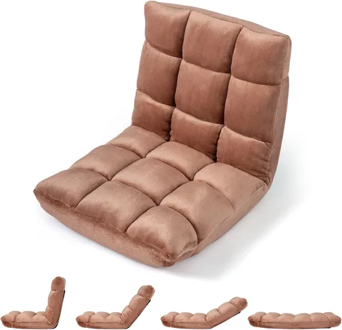 Miniatura 31 de Giantex Silla de suelo con soporte de espalda, 14 posiciones ajustables, cama plegable acolchada, sofá reclinable, sillas de suelo plegables
