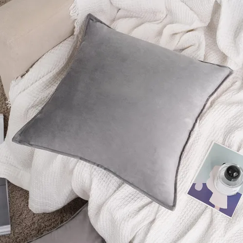 Miniatura 3 de JIAHANNHA Juego de 2 fundas de almohada de terciopelo gris, decorativas, suaves para sofá, dormitorio, sala de estar o automóvil, 20 x 20 pulgadas