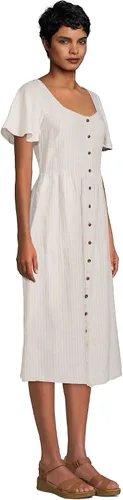 Miniatura 4 de Lands' End Vestido midi de lino con botones frontales para mujer