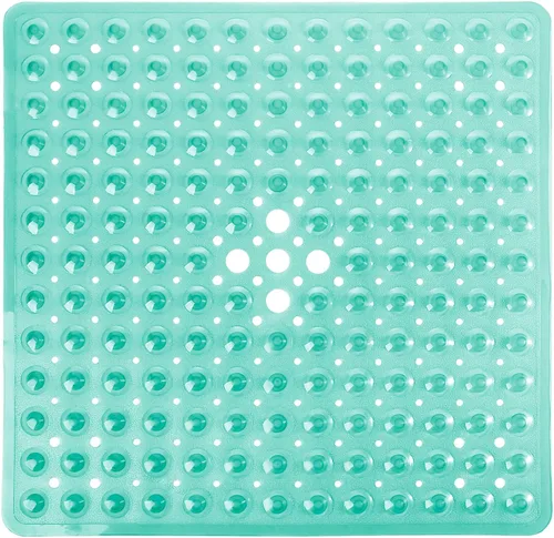 Miniatura 10 de Yimobra Tapete para ducha antideslizante, 21 x 21 pulgadas, tapete cuadrado suave para ducha con ventosas y agujeros de drenaje, tapetes para baño