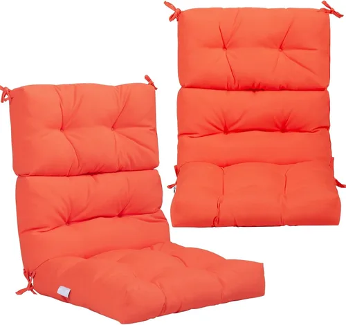 Miniatura 12 de Tangkula Cojín para silla de respaldo alto para patio, almohadillas de asiento para silla con lazos antideslizantes, cojines de repuesto