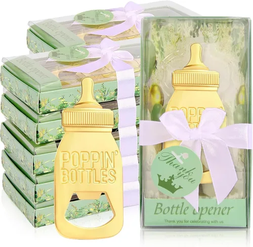 Miniatura 13 de Paquete de 24 abridores de biberones para regalos de baby shower, regalos de fiesta de revelación de género para niños o niñas, abrebotellas