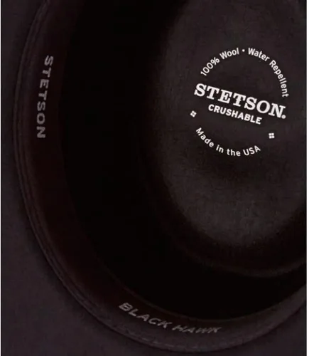 Miniatura 6 de Stetson Black Hawk Wool Felt Western Hat Crushable Gambler Crown