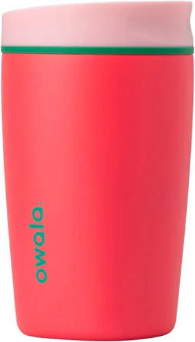 Miniatura 29 de Owala SmoothSip Slider - Vaso de café aislado de acero inoxidable, reutilizable, taza de café helado, taza de viaje para café caliente, sin BPA, 12