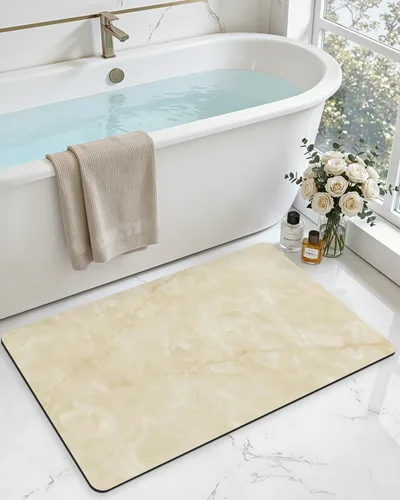 Miniatura 31 de DEXI Alfombra de baño ultra fina, de 16 x 24 pulgadas, antideslizante, para suelo de ducha, absorbente, de secado rápido, de mármol, perfil bajo