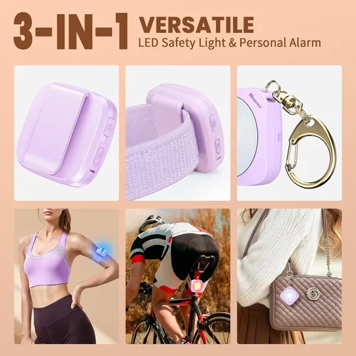 Miniatura 5 de wsdcam Luces de correr para corredores con alarma de seguridad fuerte de 130 dB, luz de seguridad LED USB-C para caminar nocturno/trotar/pasear al