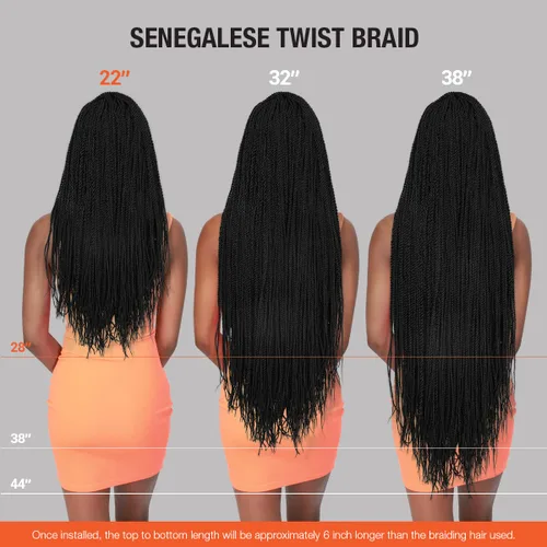 Miniatura 5 de AU-THEN-TIC Cabello senegalés con trenzas de ganchillo de 22 pulgadas, 6 paquetes de 40 mechones por paquete, extensiones de cabello de ganchillo