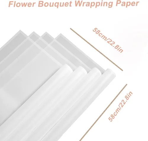 Miniatura 4 de VOWOVOSDAY 20 piezas de papel de regalo de flores, papel de regalo impermeable para ramo de flores, suministros de ramo de floristería, embalaje