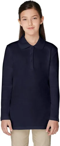 French Toast Little Girls 'bebé LS ajustado Polo de punto con Picot collar