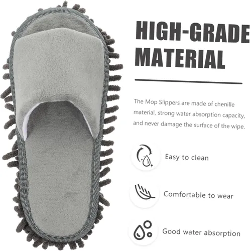 Miniatura 5 de CHILDWEET 2 pares de pantuflas reutilizables con material de chenilla, suaves y prácticas, cubiertas de zapatos de limpieza para el hogar, se