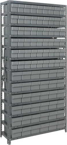 Miniatura 573 de Quantum QSBU-245BK Heavy Duty Shelving Unit with (7) Shelves and (24) QUS245 Black Bins for Garage Warehouse Storage Distribution 400 lb Load