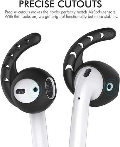 Miniatura 3 de AhaStyle 3 pares de ganchos para las orejas para AirPods, accesorios de silicona compatibles con auriculares Apple AirPods y EarPods (negro)