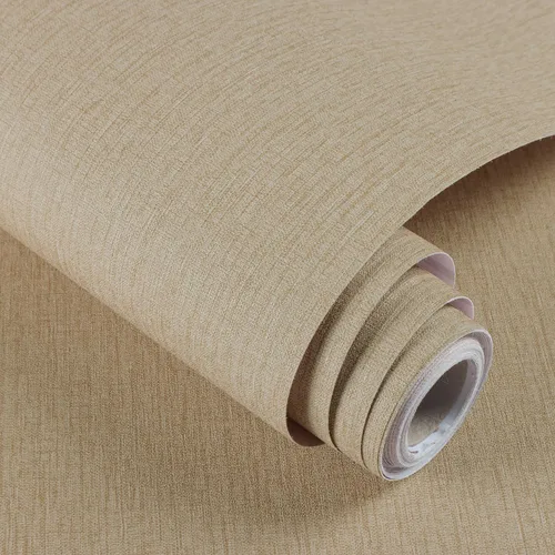 Papel pintado de césped de pelar y pegar, papel de contacto texturizado Beige Marrón de 15.7 x 118.1 pulgadas, papel de pared de tela Vintage, papel
