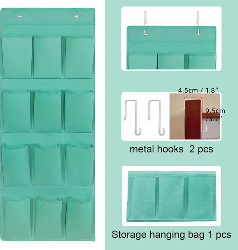 Miniatura 4 de Organizador de zapatos sobre la puerta, soporte de almacenamiento colgante con 12 bolsillos grandes para puerta de armario, zapatos para hombres