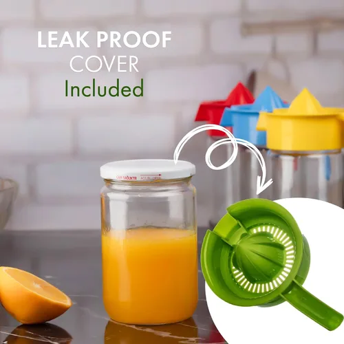 Miniatura 5 de Exprimidor de limón de vidrio, exprimidor pequeño de pomelo y cítricos, extractor manual con mango y boquilla de vertido, sin BPA y sin plomo, Verde