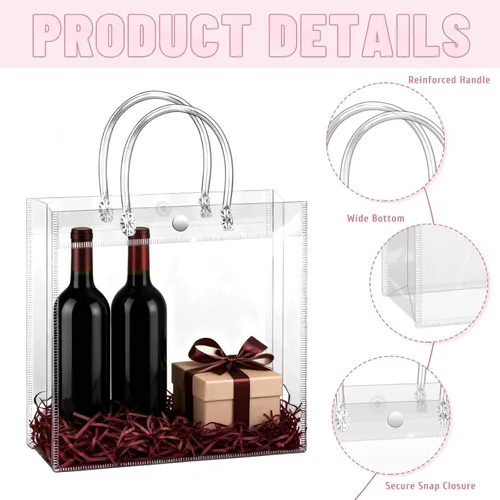 Miniatura 3 de BadenBach 24 bolsas de regalo transparentes con asas, 10.6 x 7.5 x 3.5 pulgadas, bolsa de plástico transparente para fiesta, bolsa de regalo