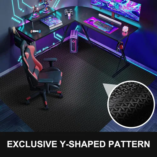 Miniatura 2 de Tapete para silla de oficina para piso duro, tapete grande para silla de computadora de 50"x60", protector de piso único con patrón en forma de Y