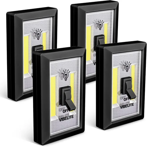 Miniatura 11 de VIBELITE Interruptor de luz nocturna LED, 12 baterías en total incluidas, interruptor LED COB inalámbrico de 200 lúmenes, debajo del gabinete, Blanco