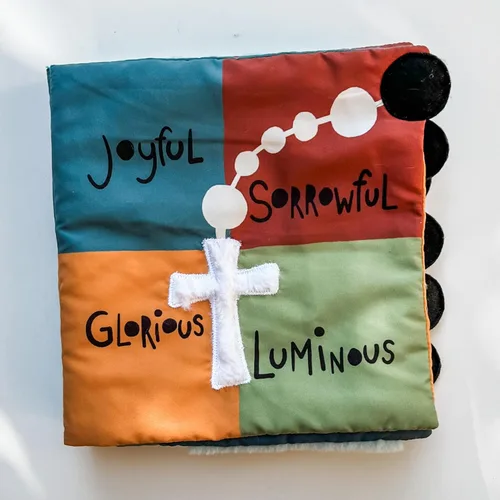 Libro silencioso de rosario para bebés y niños pequeños, explora los misterios del rosario a través del juego, aprendizaje sensorial interactivo