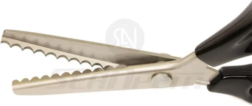 Miniatura 7 de Tijeras de tela para pintar, tijeras negras profesionales con mango de acero inoxidable festoneado dentado para cuero, sastrería, manualidades