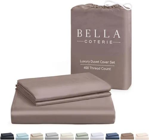 Miniatura 11 de Bella Coterie - Juego de funda de edredón de viscosa de bambú de lujo, tamaño King, 100% cultivado orgánicamente, lazos en las esquinas, ultra