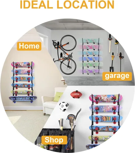 Miniatura 9 de Soporte de pared para patineta, estante de pared para patineta, soporte de pared para snowboard, soporte de pared para snowboard, estante