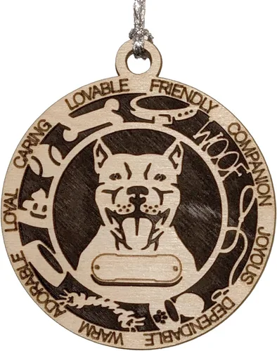 Miniatura 37 de Adorno de Navidad personalizado de madera para perro de 3 pulgadas, nombre y texto personalizables, hecho a mano en Estados Unidos, diseño de corte