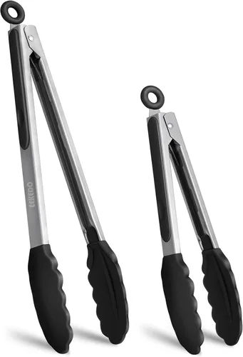 Miniatura 17 de Pinzas de cocina, pinzas de cocina de acero inoxidable con puntas de silicona, pinzas de bloqueo de alta resistencia al calor de 600 ºF para cocinar