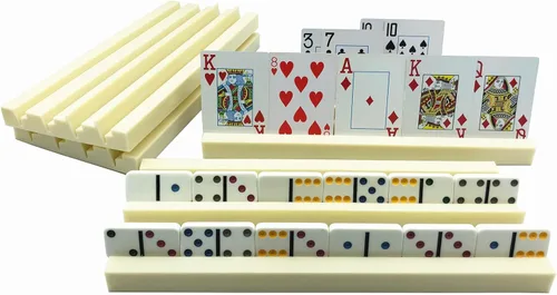 Miniatura 3 de Yuanhe Paquete de 4 soportes de plástico para dominó, bandejas de dominó, organizador para juegos de mesa clásicos, azulejos, juegos familiares