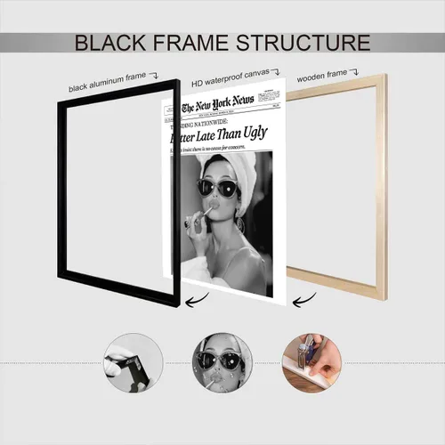 Miniatura 2 de Arte de pared en lienzo en blanco y negro con titulares de revistas de tendencia, póster de noticias, imagen divertida de hora feliz, impresiones