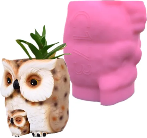Miniatura 16 de Molde de Silicona para Maceta de Hormigón con Relieve de Búho, Molde para Plantas Suculentas, Portavelas de Arcilla, Vaso de Cemento