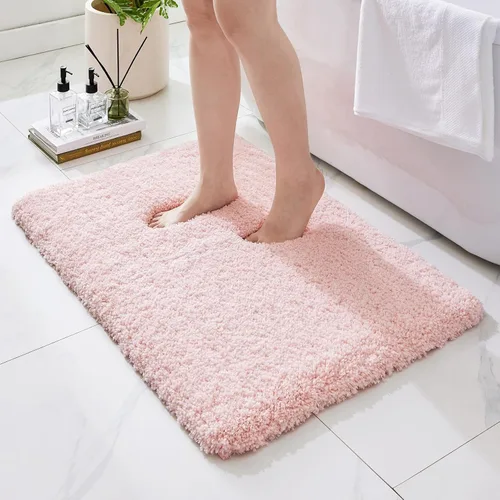 Miniatura 41 de Alfombras de baño antideslizantes, lavables, ultra gruesas, suaves, de microfibra absorbente, de látex de espuma de alta densidad, con respaldo Beige