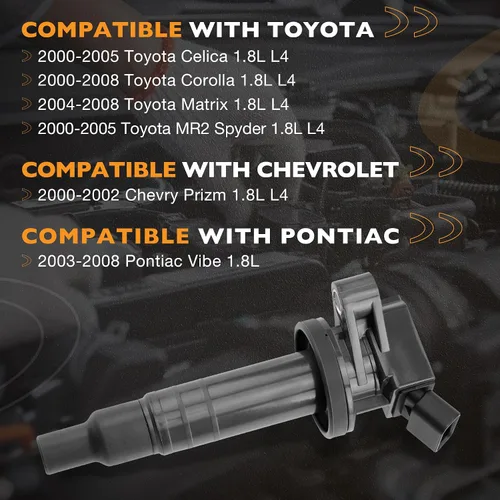 Miniatura 2 de Paquetes de bobinas de encendido, compatibles con Toyota Corolla/Matrix 2000-2008, Pontiac Vibe, Chevrolet Prizm 1.8L L4 y más, reemplaza #