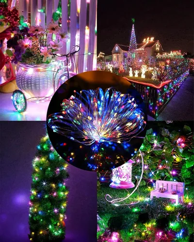 Miniatura 2 de Twinkle Star Paquete de 2 guirnaldas de 240 luces LED alimentadas por energía solar, para decoración de exteriores e interiores, de navidad, total