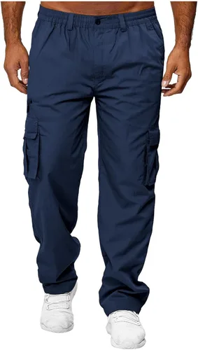 Miniatura 2 de THWEI Pantalones cargo para hombre, estilo casual, de algodón, con múltiples bolsillos, para senderismo, trabajo