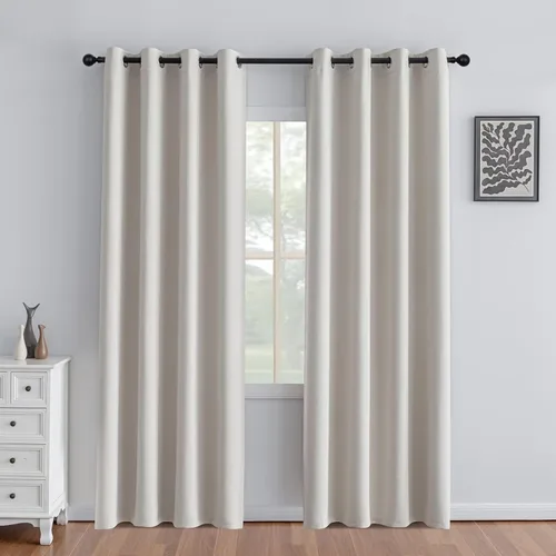Miniatura 44 de IGEMAEVE Cortinas 100% opacas de 108 pulgadas de largo para dormitorio, juego de 2 paneles de cortinas opacas con bolsillo para barra y pestaña