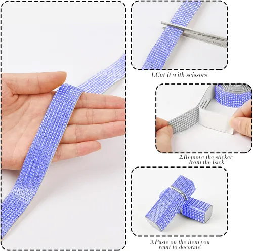 Miniatura 6 de 2 rollos de calcomanías autoadhesivas con diamantes de imitación de 0.079 pulgadas (0.079 in) para decoración de automóviles, manualidades