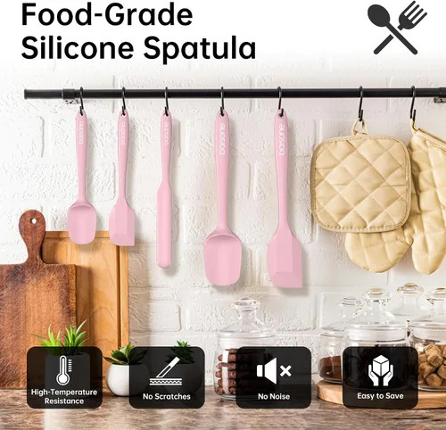 Miniatura 5 de Juego de espátulas de silicona de 5 piezas, resistentes al calor, 446 °F, grado alimenticio, sin BPA, seguras para utensilios antiadherentes, aptas