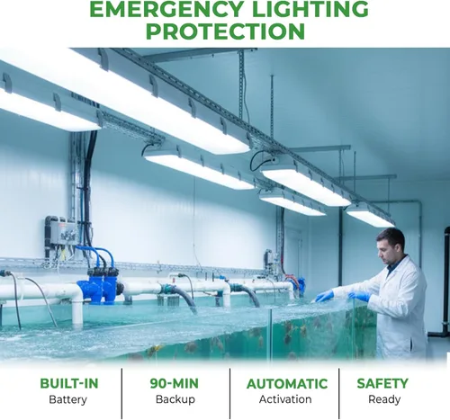 Miniatura 5 de E2 LIGHTING Luz LED hermética de vapor de 4 pies con batería de emergencia de respaldo Potencia de 50 W seleccionable 3CCT sintonizable 3500K