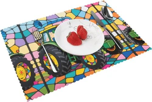 Miniatura 17 de Rectangular Placemats Set of 4, Heat Resistant Black Eagle Printed Kitchen Dining Table Mats