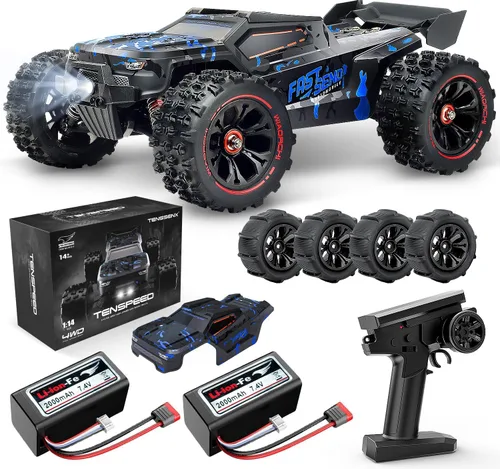 Autos RC a escala 1:14 para adultos, Truggy RC de alta velocidad de 60 KPH, camión de control remoto todoterreno 4 x 4, automóvil eléctrico